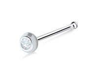 Large Stone Set Silver Bone Nose Stud NSKD-90